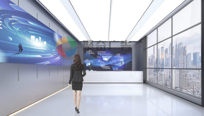 集团企业展厅移动拼接屏互动展示九游球赛-九游(中国)—聚奇广告